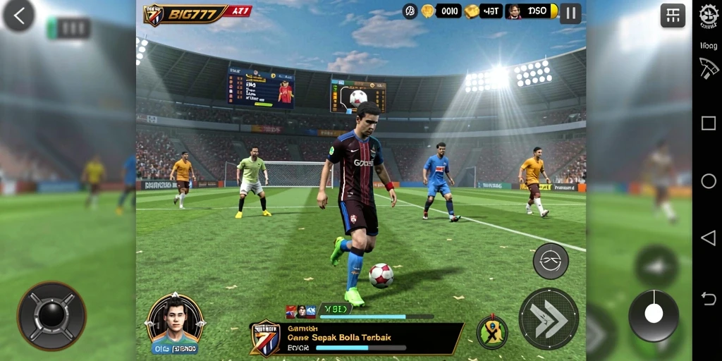 Tampilan gameplay mendebarkan di BIG777 dengan aksi sepak bola nyata.