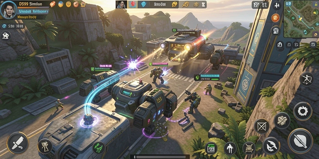 Tampilan gameplay DS99 menunjukkan interaksi karakter dalam dunia virtual.