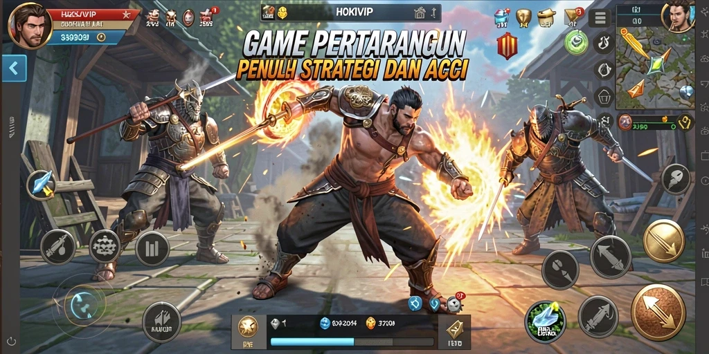 Screenshot gameplay HOKIVIP yang menunjukkan aksi pertarungan intens.