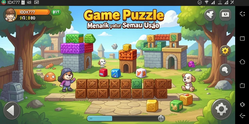Tampilan gameplay menantang dari IDX777 dengan desain warna-warni.