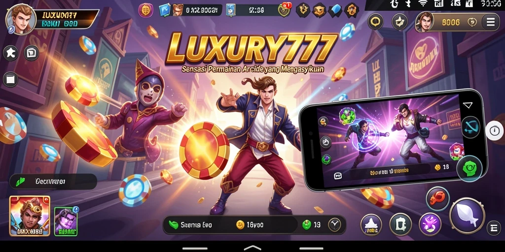 Tampilan gameplay seru dari LUXURY777 saat pemain bersaing dalam level Arcade.