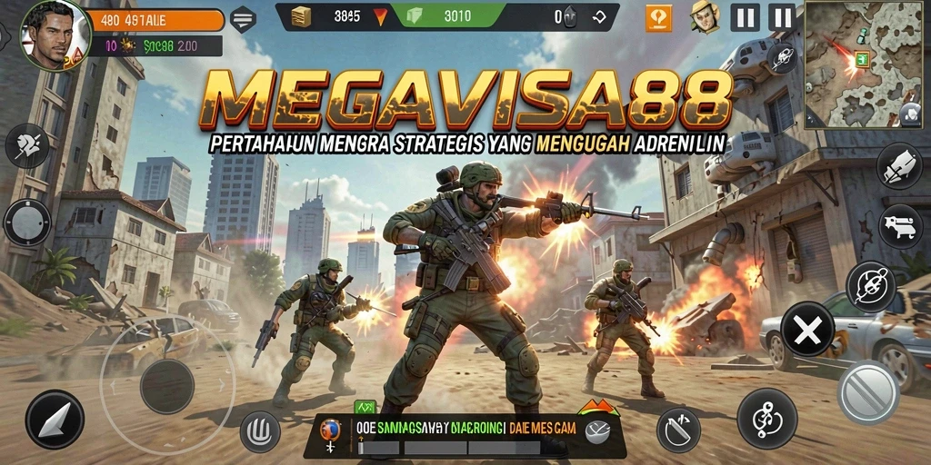 Screenshot MEGAVISA88 menunjukkan aksi pertahanan menara yang intens.