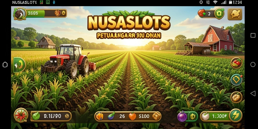 Screenshot NUSASLOTS menampilkan gameplay seru di dunia pertanian.