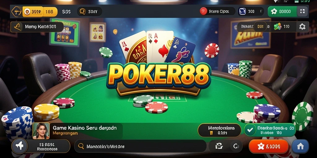 Tampilan utama gameplay POKER88 dengan aksi kartu yang mendebarkan.
