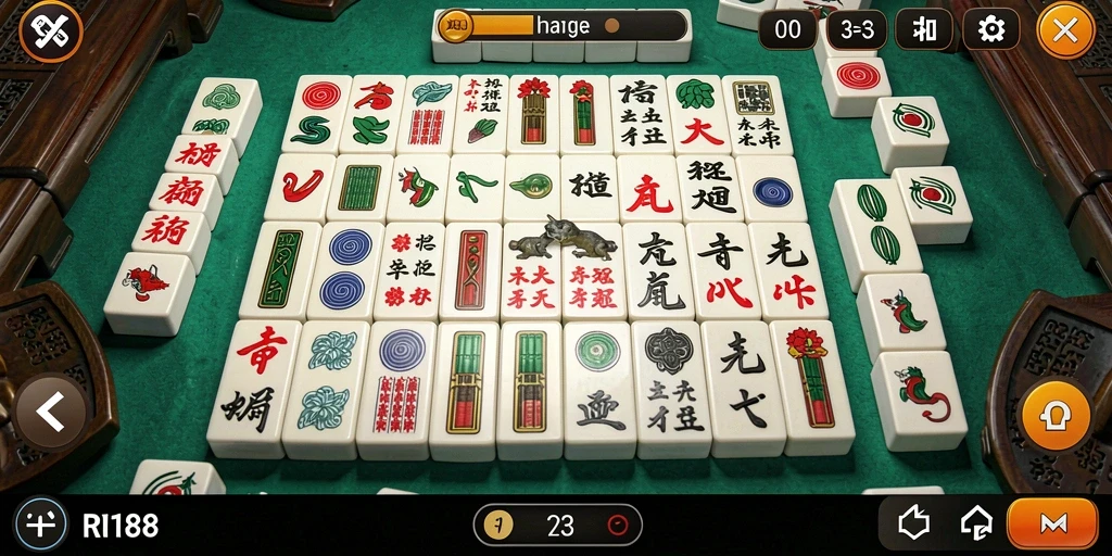Screenshot gameplay RI188 menunjukkan momen seru bermain Mahjong.