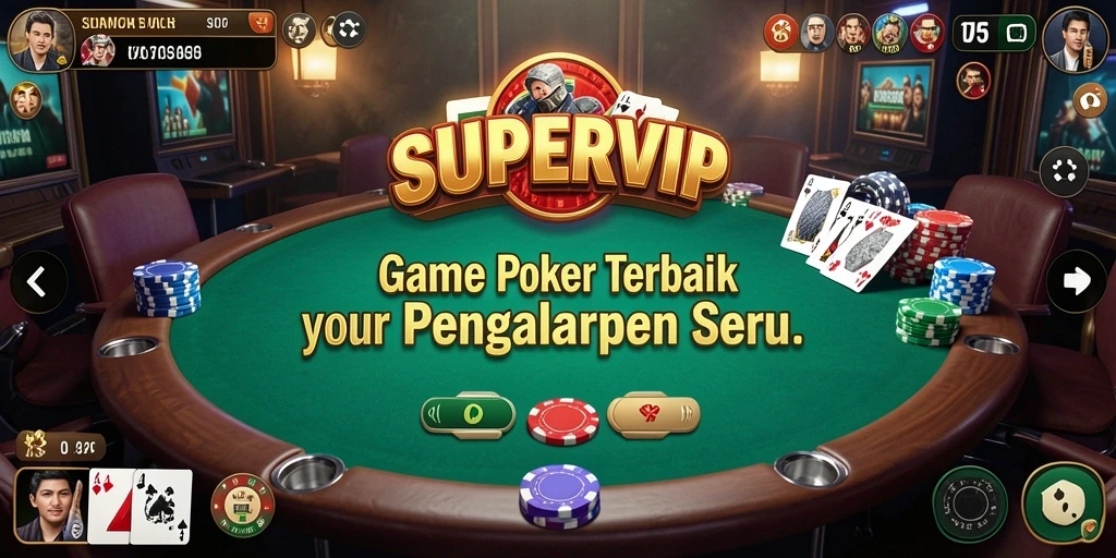 Screenshot gameplay SUPERVIP menampilkan meja poker yang menarik.