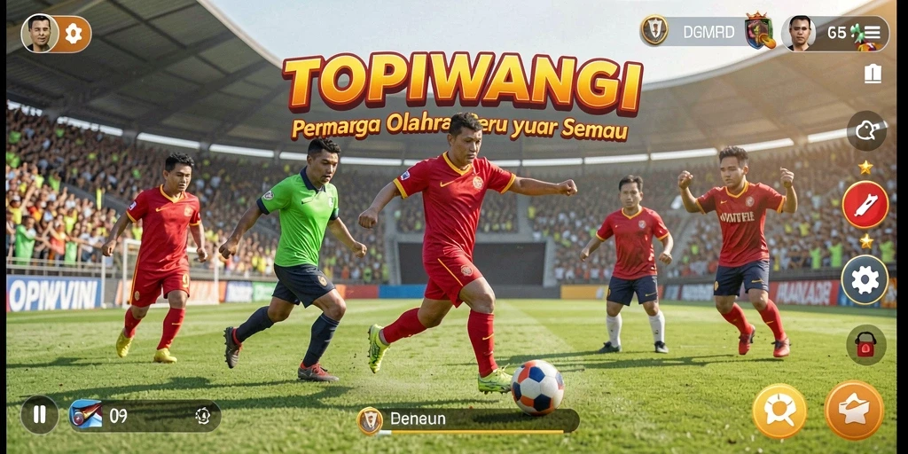 Gambaran gameplay seru dalam TOPIWANGI dengan aksi olahraga mendebarkan.