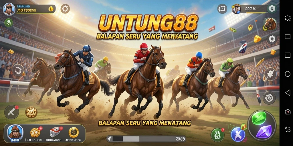 Screenshot gameplay UNTUNG88 yang menunjukkan balapan mendebarkan dengan detail kendaraan.